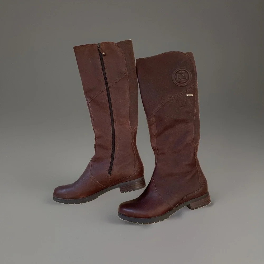 Rockport Hydro-Shield Waterproof Tall Brown Leather Boots Womens 7 Wide